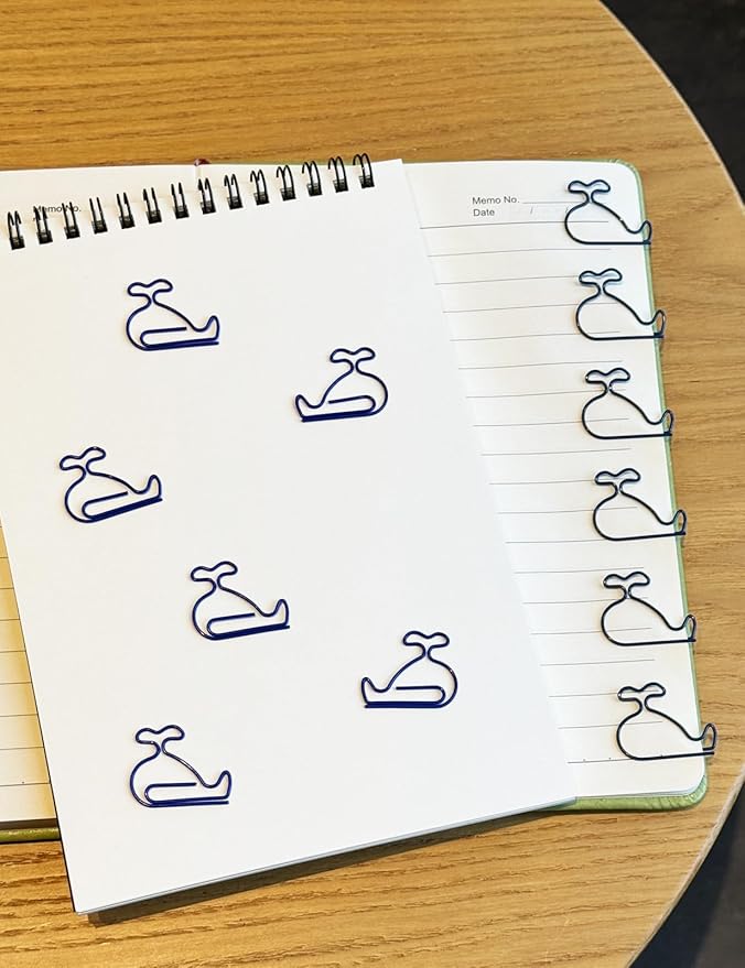 Cute Paper Clips, 60 PCS Whale Shaped Paper Clips Animal Bookmarks Clips, Assorted Colors, Fun Office Gifts for Women Men Coworkers Teachers Students Girls Boys, Christmas Gifts