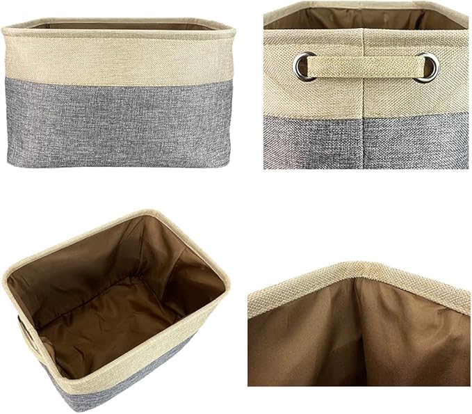 Custom Dog Basket for Toys Collapsible Storage Bin Grey Brow Pink Purple Blue Rectangular Pet Storage Organizer Box with Handles Medium Customized Name & Real Dog Breed