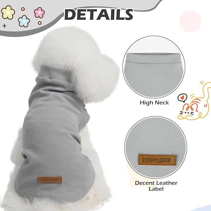 EXPAWLORER Soft Cat Sweater - Sweaters for Cats Only Warm Kitten Clothes, Fall and Winter Pet Coat Pullover Design, Fleece Sweatshirt Clothing Also for Puppy Small Dogs, Grey Large
