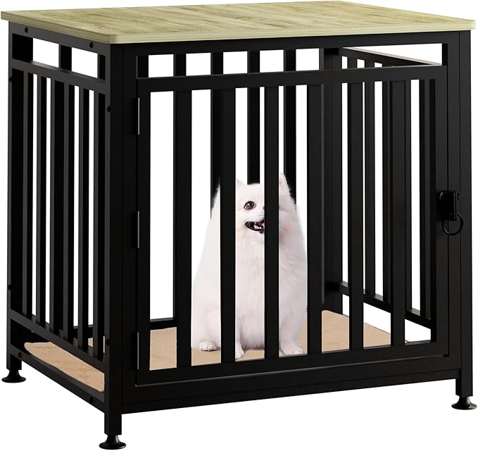 Heavy Duty Dog Crate Furniture, Dog Kennel Indoor, Anti-Chew Anti-Escape End Side Table Wooden Dog Crate for Small Dog（Fir Green）