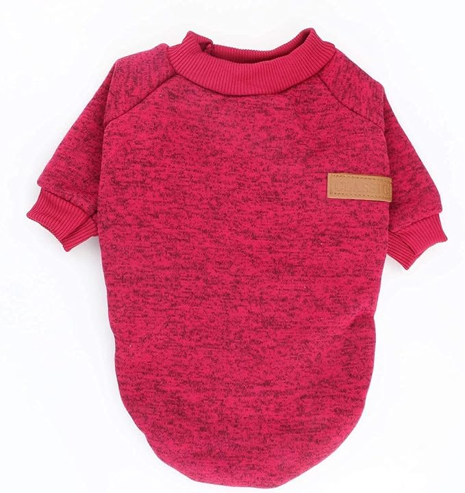 Idepet Pet Dog Classic Knitwear Sweater, Fleece Coat for Small,Medium Dog,Warm Pet Dog Cat Clothes,Soft Puppy Customes (M, WineRed)