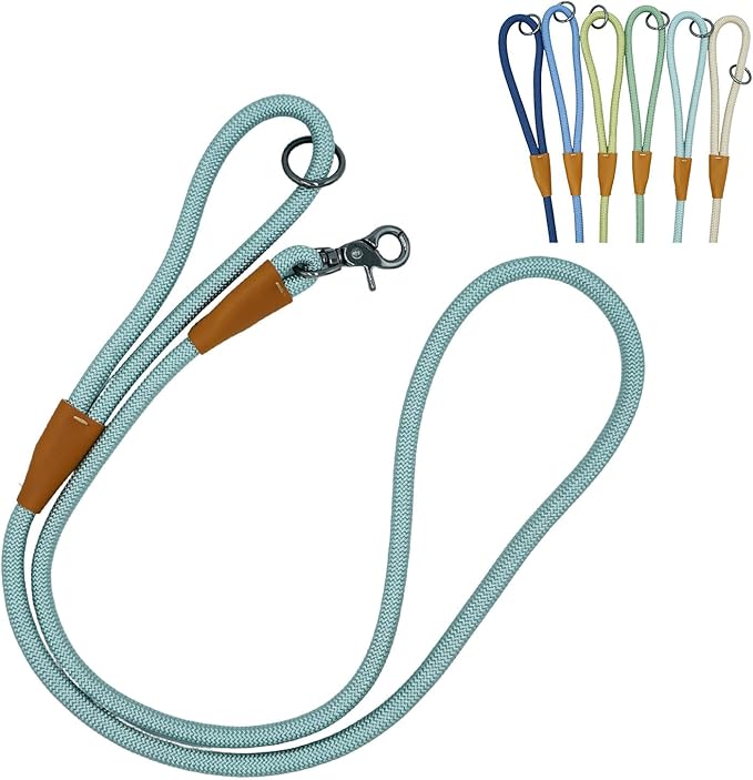 5FT Nylon Rope Dog Leash, Short Leash for Training Small Medium Large Dogs (Harbor Gray, 5FTx10MM)