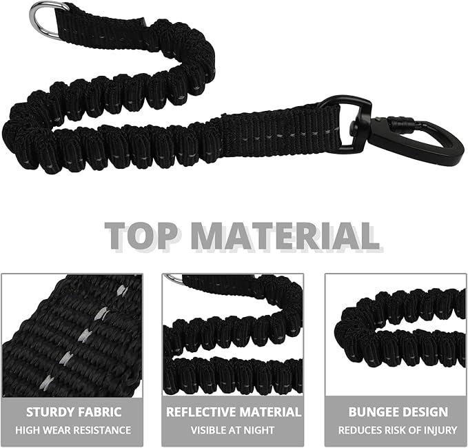 Long Dog Leash 10 FT: Heavy Duty Rope Leashes for Dogs Training with Swivel Lockable Hook Reflective Threads Bungee and Padded Handle - Dog Lead for Large Small Medium Dogs Outside Walking Hiking Grey