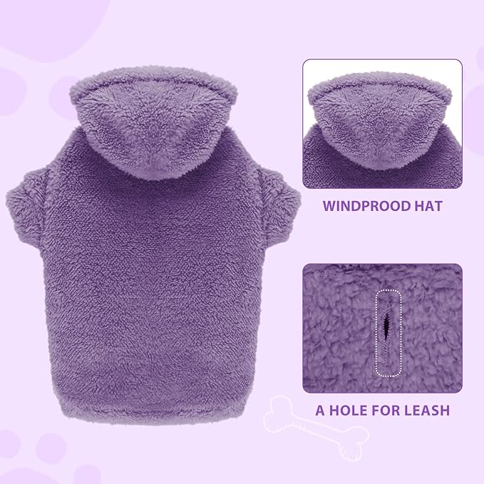 Fuzzy Dog Sweaters for Large Dogs Pet Hoodie Clothes Warm Soft Pet Coats Hooded Sweatshirt Dog Hoodie for Large Dogs(Purple-L)