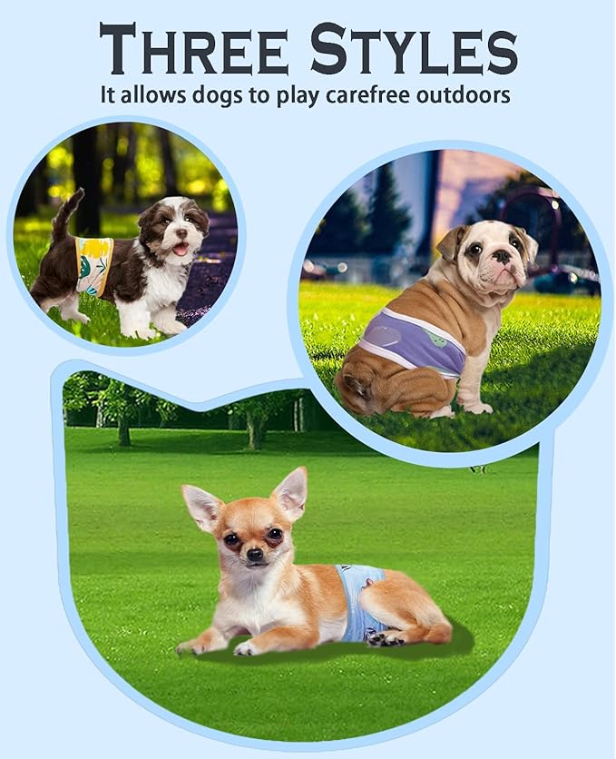 Dog Diapers Male, 3 Pack Washable Reusable Male Dog Belly Bands, Soft and Comfortable Leak Proof Doggie Wraps with High Absorbing for Untrained, Incontinence Small Medium Dogs, XL