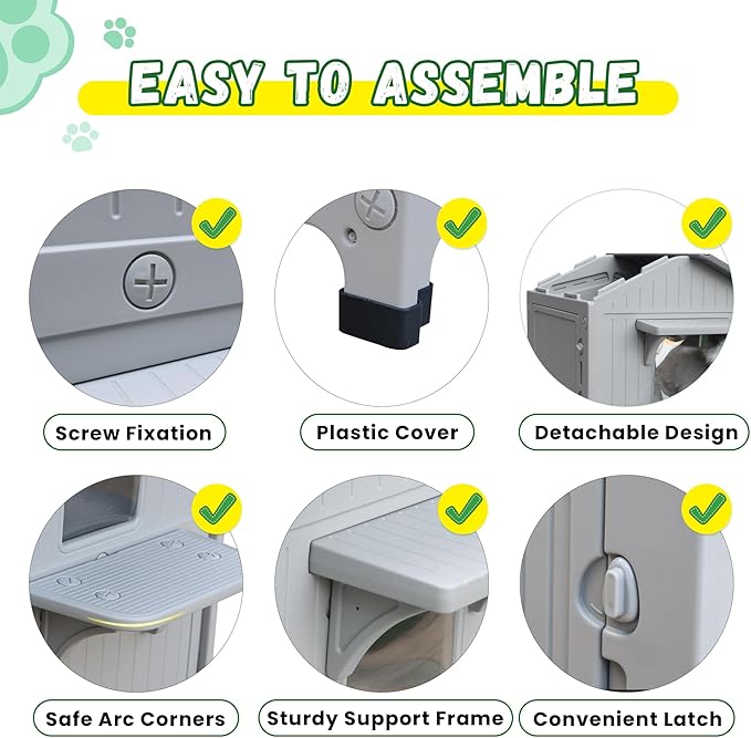 Insulated Outdoor Cat Houses - Waterproof 2 Story Cat House for Outside with Escape Door for Winter，Elevated Outdoor Cat House for Feral Stray Barn Cat Kitty