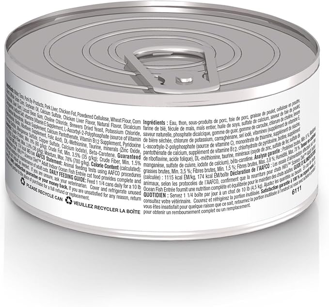 Hill's Science Diet Indoor, Adult 1-6, Easy Litter Box Cleanup, Wet Cat Food, Ocean Fish Minced, 5.5 oz Can, Case of 24