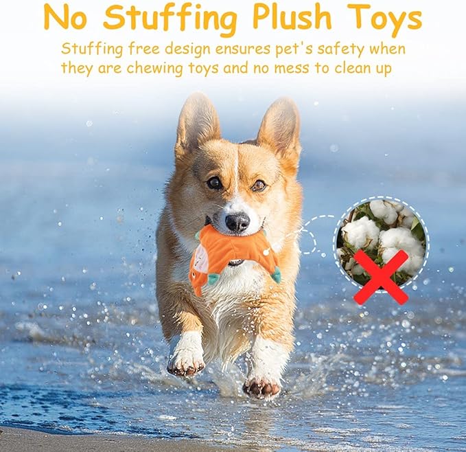 No Stuffing Dog Toys - 5 Pack Squeaky Crinkle Plush Set for Puppy Teething, Durable Chew Toys for Small Medium Dogs, Cute Holiday Pet Toys for Playing Training Reducing Boredom