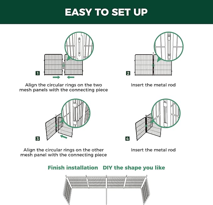 FXW Playpen Connector (Pack of 2), Playpen Accessories Only for FXW Dog Playpen, Designed for 40" Height FXW Homeplus/Rollick/Instant Playpen (Playpen Not Included), Black│Patent Pending