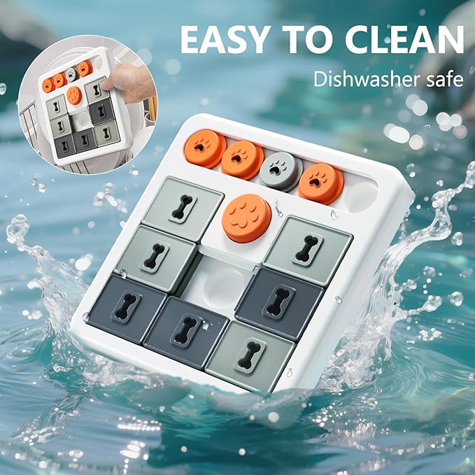 Durable Dog Puzzle Toy and Slow Feeder - Tough Dog Toys with Squeaky Sounds, Interactive Pet Toys for Small and Large Dogs to Keep Them Busy, Includes Food Dispensing Feature