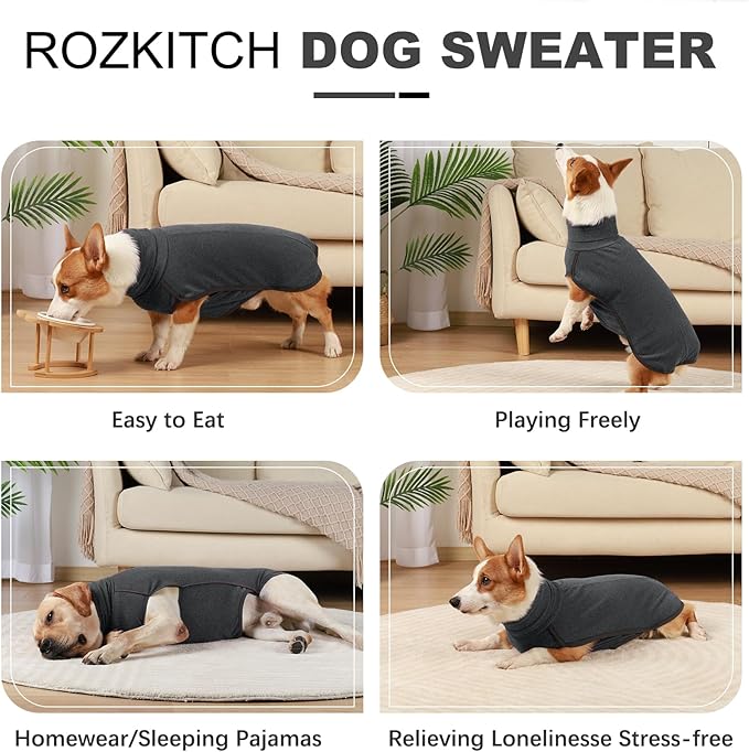 ROZKITCH Dog Winter Coat Soft Pullover Pajamas, Pet Windproof Warm Cold Weather Jacket Vest Cozy Jumpsuit Apparel Outfit Clothes for Walking Hiking Travel Sleep Black 2XL
