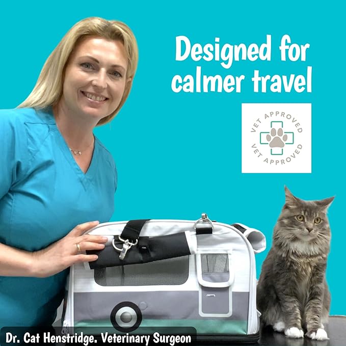 New Premium Soft-Sided 2-in-1 Kittyrama Cat Carrier & Home Hideaway – Vet-Recommended Calming Den, Dual-Use Lounge & Travel Carrier with SBS Zippers, Airline-Approved Under-Seat Fit