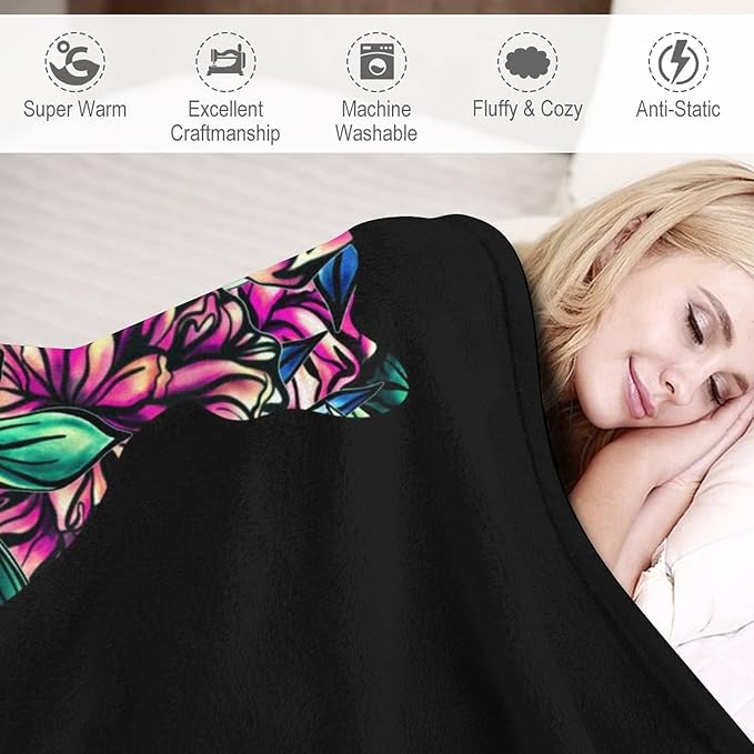 Cat Blanket Gifts - 60"x80" Cute Throw Blanket for Adults Kids - Black Soft Plush Throws for Bed, Couch & Travel