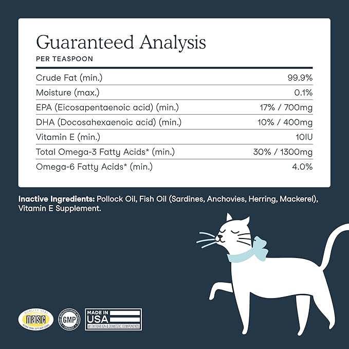 Fera Pets Fish Oil - Omega 3 for Dogs & Cats to Support Joints, Heart, Skin and Coat Health - Non GMO with Vitamin E - 16 oz