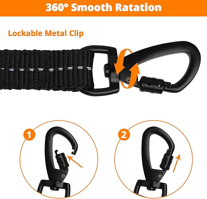 Long Dog Leash 30 FT: Heavy Duty Rope Leashes for Dogs Training with Swivel Lockable Hook Reflective Threads Bungee and Padded Handle - Dog Lead for Large Small Medium Dogs Outside Walking Hiking