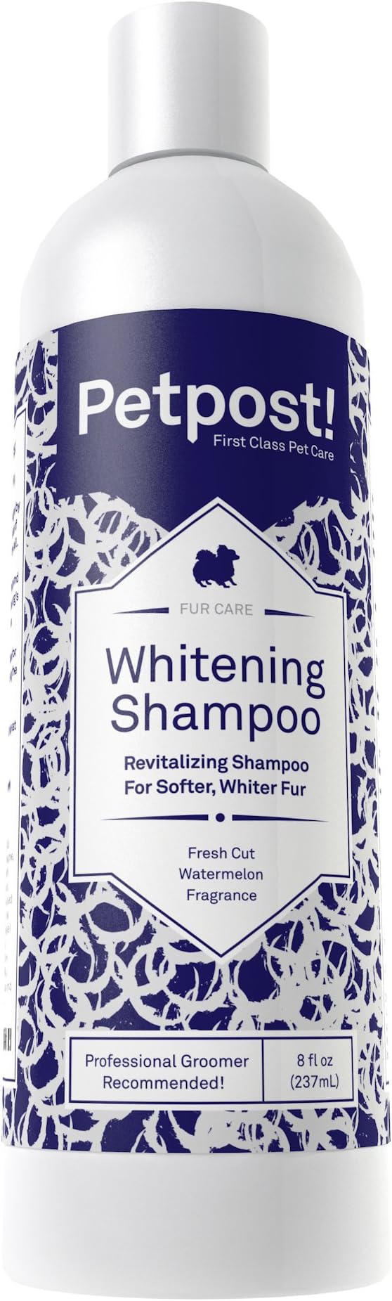 Petpost | Dog Whitening Shampoo with Coconut Oil & Aloe. Brightens White & Light Coats, Moisturizes Skin. Watermelon Scent. 8 oz