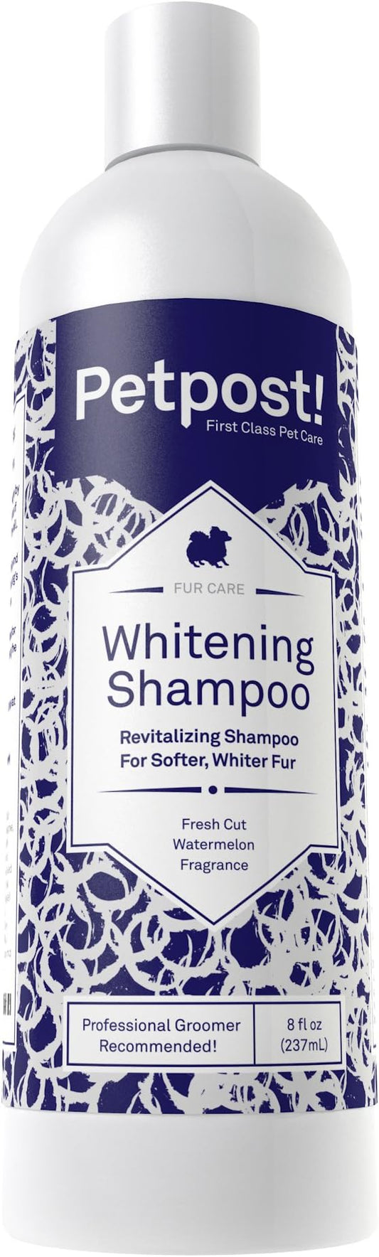 Petpost | Dog Whitening Shampoo with Coconut Oil & Aloe. Brightens White & Light Coats, Moisturizes Skin. Watermelon Scent. 8 oz