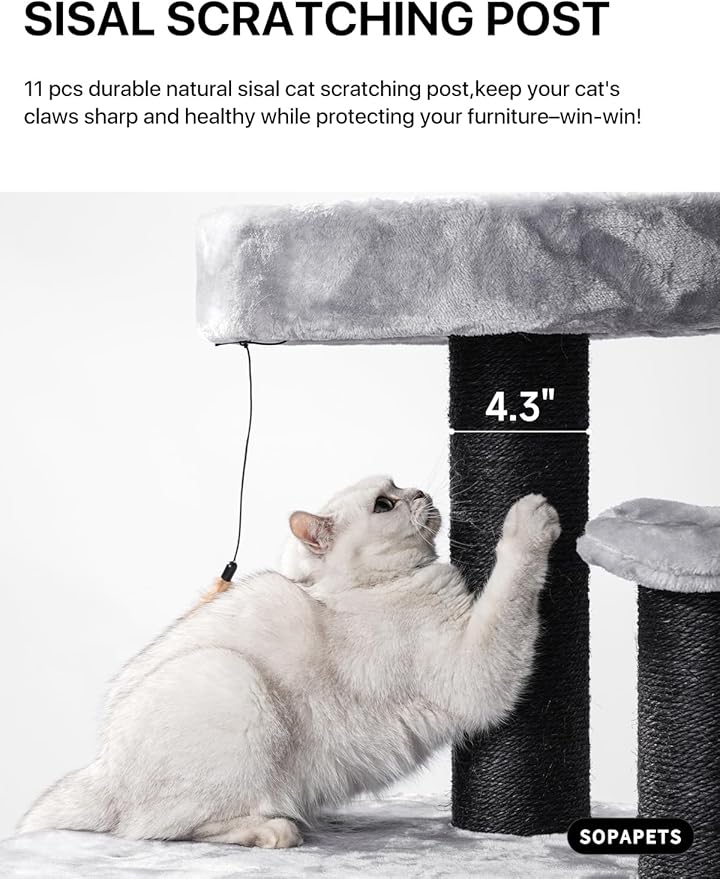 Extra Large Cat Tree for Maine Coon,65 Inches Tall Cat Tree Tower for Indoor Cats Large Adult 20 lbs,XXL Heavy Duty Luxury Sturdy Cat House with Big Hammock,Sisal Scratching Post,Condo