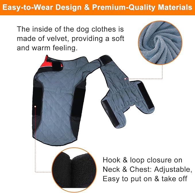 Warm Dog Winter Coat, Gimilife Dog Sweater Cold Weather Coats Waterproof Dogs Apparel Clothes Pet Jacket Padded Vest Outfit for Small Medium Large Dogs