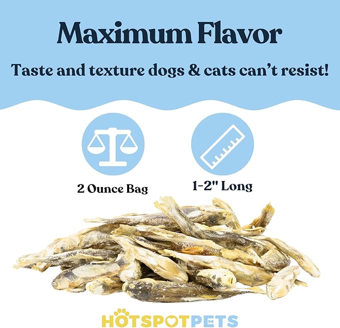 Freeze-Dried Minnows for Cats & Dogs – 100% Natural Single Ingredient Snack – High Protein, Grain-Free, Raw Diet Dog Treats – Omega-3 Fish – No Additives or Preservatives Minnows for Cats (2 Ounce)