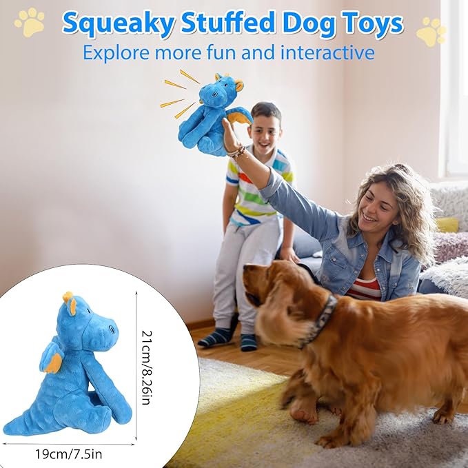 Dog Toys for Aggressive Chewers, Interactive Plush Dog Toy with Squeaker and Crinkle Paper, Suitable for Reducing Boredom and Anxiety, Cute Pet Toy for Small, Medium and Large Dogs