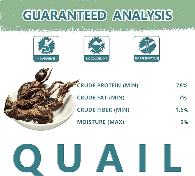 Freeze Dried Little Quail, 4.5 Oz Quail Dogs Cat Treats, Single Ingredient Freeze Dried Cat and Dog Treats Delicious Training Snacks, Natural Food Healthy Animal Protein Pet Food