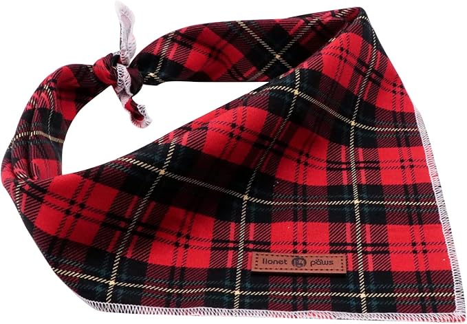 Lionet Paws Christmas Dog Bandana Washable Cotton Handkerchief Scarf Triangle Bandana for Small Medium Large Dogs Girl Boy