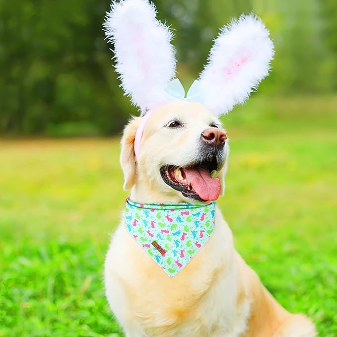 lionet paws Easter Bunny Egg Dog Bandana for Small Medium Large Dogs, Cat Dog Kerchief Triangle Bibs Scarf for Girl Boy