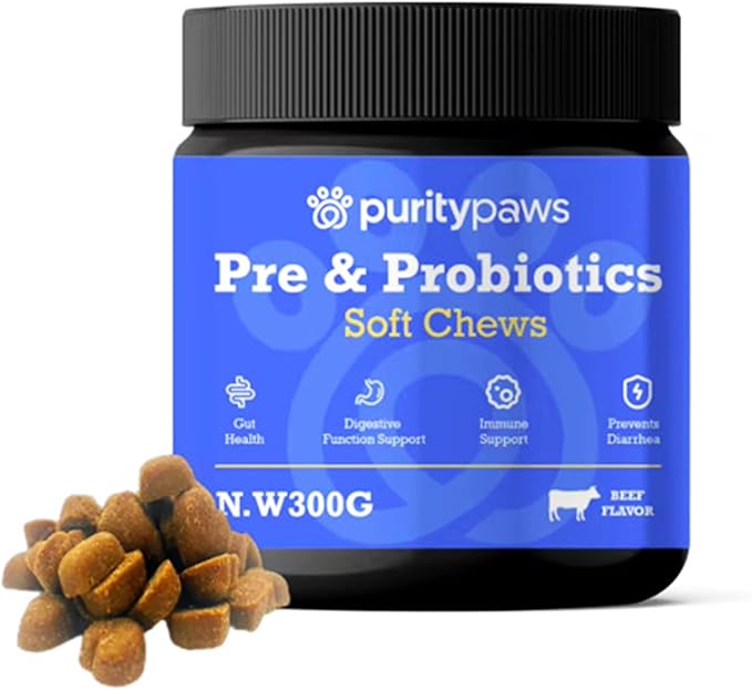 Probiotics for Dogs – Digestive & Immune Support Chews with Probiotics – Natural Gut Health Supplement for Diarrhea, Gas & Allergies (120 Count)