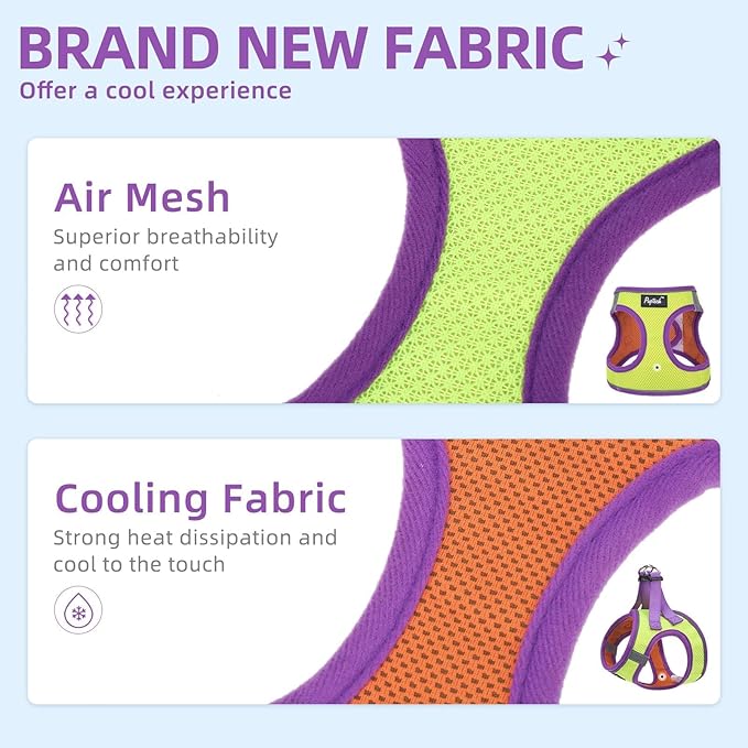 PUPTECK Adjustable Dog Harness Collar and Leash Set Step in No Pull Pet Harness for Small Medium Dogs Puppy and Cats Outdoor Walking Running, Soft Mesh Padded Reflective Vest Harnesses, GreenYellow XS