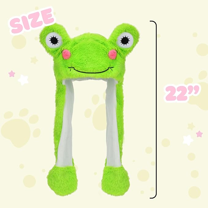 Animal Hat with Ears Moving Jumping Pop Up Beating Hat Plush Holiday Cosplay Dress Up Funny Gift for Kids