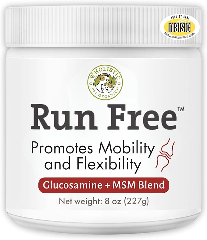 Wholistic Pet Organics Run Free - 8 Oz - Dog Joint Supplement for Senior Dogs, Glucosamine Chondroitin MSM, Dog Vitamins, Cat Joint Pain Relief