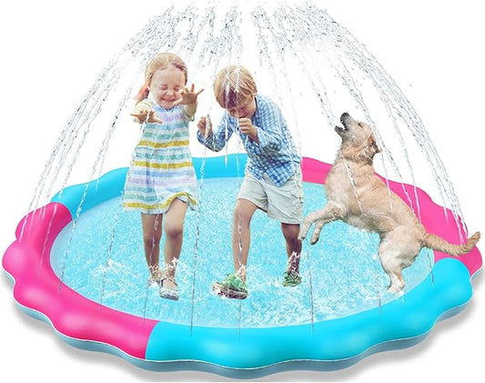 Kids Dog Splash Pad Sprinkler - Jasonwell Non Slip Dog Sprinkler Pad Splash Pool Puppy Dogs Pool Summer Outdoor Water Toys Backyard Durable Splash Pad for Toddlers Kids Small Medium Large Dogs Pet