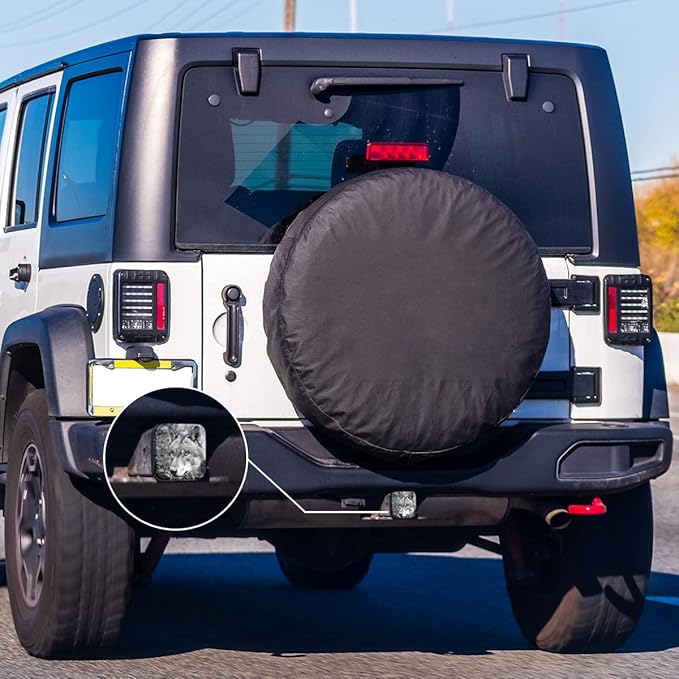 Swono Wolf Trailer Hitch Covers for Trucks, Wildlife Black and White Wolf Standard 2" Trailer Hitch Receiver Covers Universal Fits Most Cars SUV, Tow Hitch Covers for Men Women