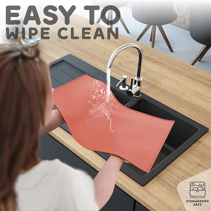 Dog Food Mat - 24x15 Raised Edges Dogs Mat for Food and Water Prevent Spill, Waterproof Cat Food Mats Protect Floors, Easy Clean Dog Bowl Mats for Food and Water, Silicone Pet Feeding Placemats