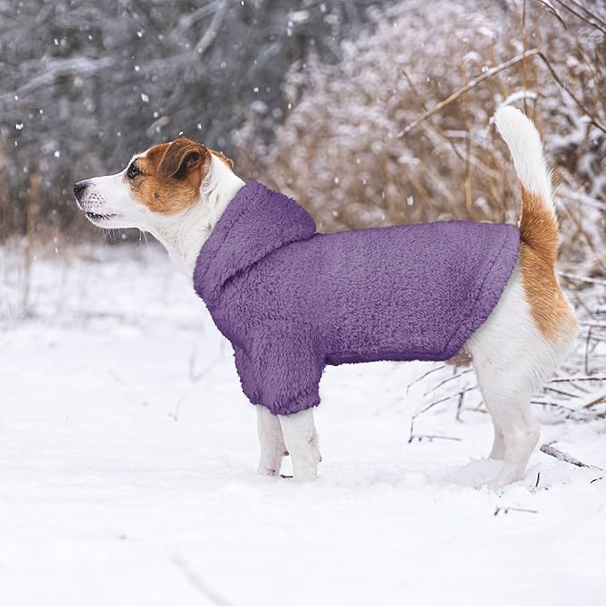 Fuzzy Dog Sweaters for Medium Dogs Dog Hoodie Sweater Clothes Warm Soft Cozy Pet Coats Hooded Sweatshirt Medium Pet Hoodie(Purple-M)