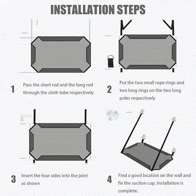 Cat Window Perch,Cat Hammock for Cats Up to 20 Pounds,Cool and Breathable, Durable and Easy to Clean,Comes with 4 Strong Suction Cups,Suitable for Indoor Kittens to Rest, Sunbathe