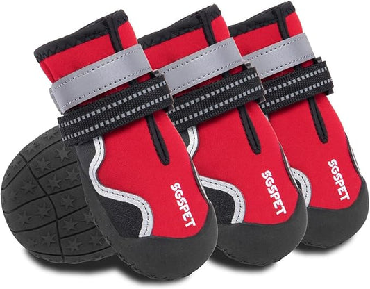 Paw Protectors for Hot Pavement, Summer Heat Protection, Mesh Breathable Skid-Resistant Dog Booties for Hardfloors, Walking Running Hiking (Red,1# (3XS)