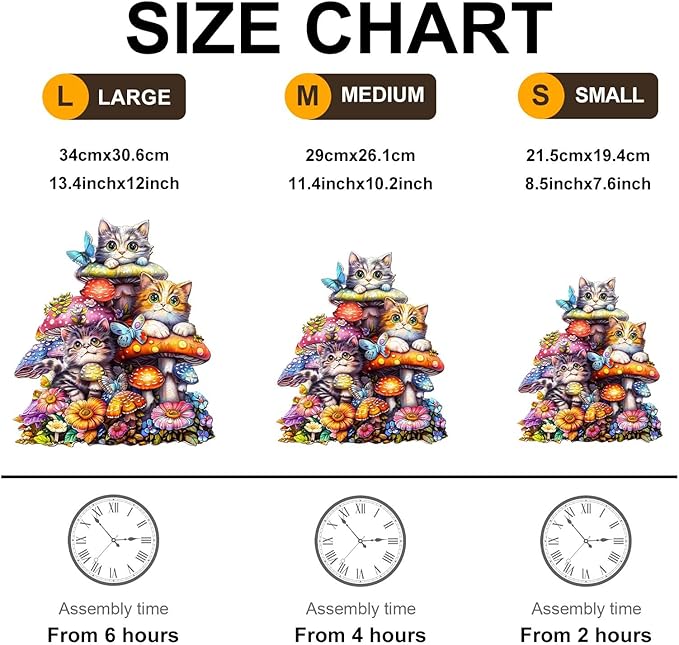 KAAYEE Wooden Puzzles for Adults, Cat Family-2 90 Piece Unique Animal Shape Puzzle, Cat Wood Puzzle for Adults, Creative Gifts for Friends/Family, Home Decor(8.5 * 7.6in)