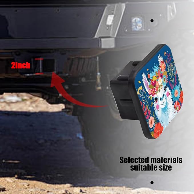Hitch Cover Fits for 2-Inch Hitch,Llama'S Sweet Look with A Colorful Flower Wreath Rubber Trailer Hitch Cover Tube Plug Insert,Car Exterior Accessories, Receiver Tube Hitch Plug