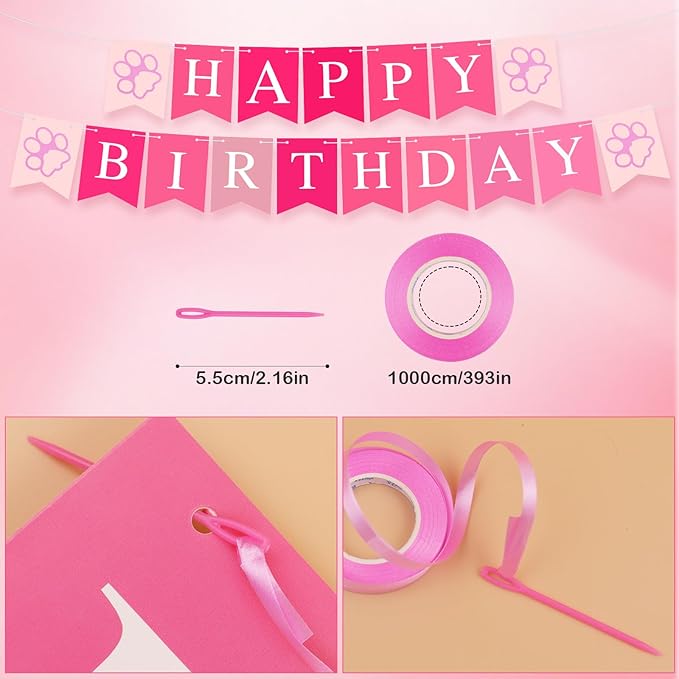 FunMular Dog Birthday Party Supplies Pink Dog Birthday Hat with Numbers Bandana Bow Tie Banner and Tutu Skirt for Small Medium Dogs Pets