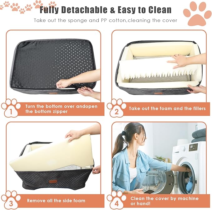 Dog Car Seat Large Size Dog, Washable Large Dog Car Seat, Detachable Memory Foam Pet Car Seat, Dog Booster Car Seat for Large Dogs 60 lbs, with 2 Dog Seat Belt and Dog Blankets