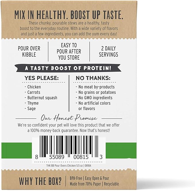 The Honest Kitchen Bone Broth POUR OVERS™ Wet Toppers for Dogs(Chicken strew) 5.5 oz (Pack of 12)