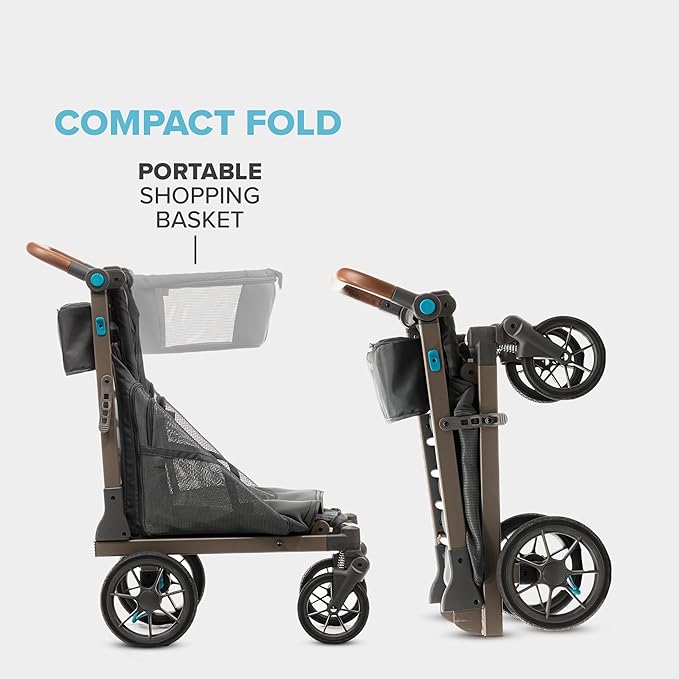 Wadabuggy Pet XL Foldable Cart - Adjustable & Portable Pet Stroller with Caddy, Shopping Basket, Foam Filled Rubber Wheels & Storage - Carriage for Small & Medium Dogs, Cats Under 75 lbs