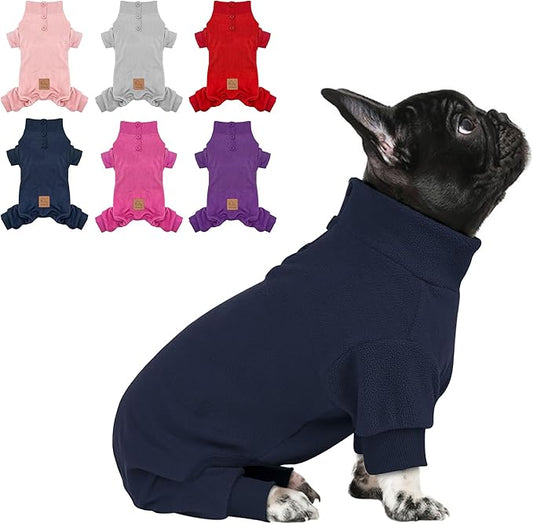 cyeollo Dog Pajamas Warm Dog Coat for Cold Weather Stretchy Soft Doggie Onesie, Winter Pet Clothes Jumpsuit for Small Dogs Pet Apparel, Navy S