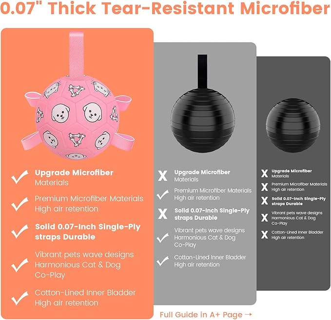 Dog Soccer Ball with Straps – Dog Toy Soccer Ball with Grab Tabs, Durable Dog Toys, Water Pool Toys for Small & Medium Dogs, Indoor/Outdoor – Ideal Dog Birthday Gift, 6 Inch