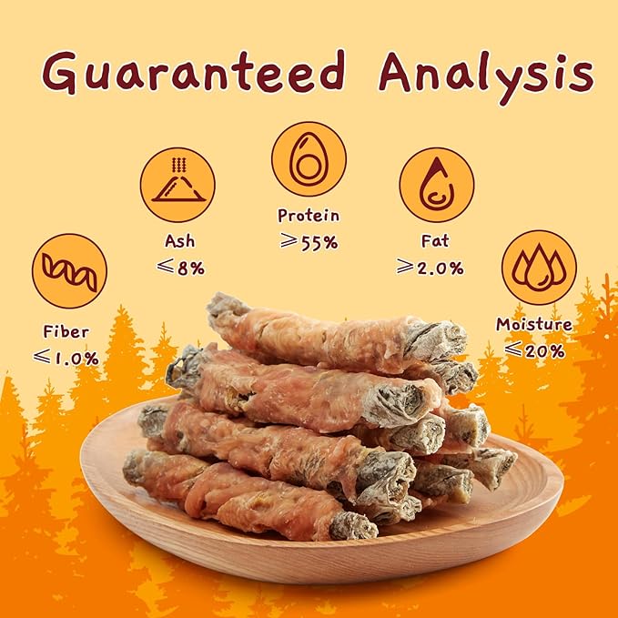 Jungle Calling Dog Treats, High Protein Dog Chewy Treats Health Teeth and Coat, Chicken Wrapped Cod Skin Sticks, Rawhide-Free Cod Fish Skin Snacks for Dogs, 10.6 oz