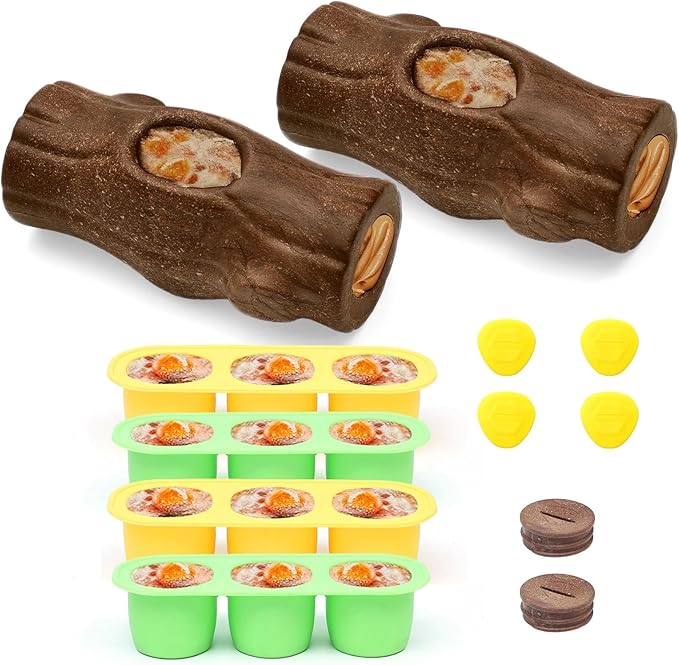 2 Pack Dog Toys for Aggressive Chewers, Interactive Indestructible Dog Toys to Keep Them Busy, Durable Dog Frozen Treat Toy for Large & Medium Dogs, Reduces Anxiety & Extends Playtime, Red Brown