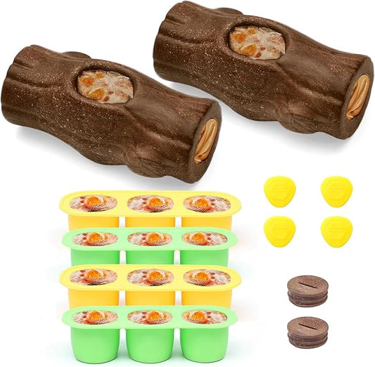 2 Pack Dog Toys for Aggressive Chewers, Interactive Indestructible Dog Toys to Keep Them Busy, Durable Dog Frozen Treat Toy for Large & Medium Dogs, Reduces Anxiety & Extends Playtime, Red Brown