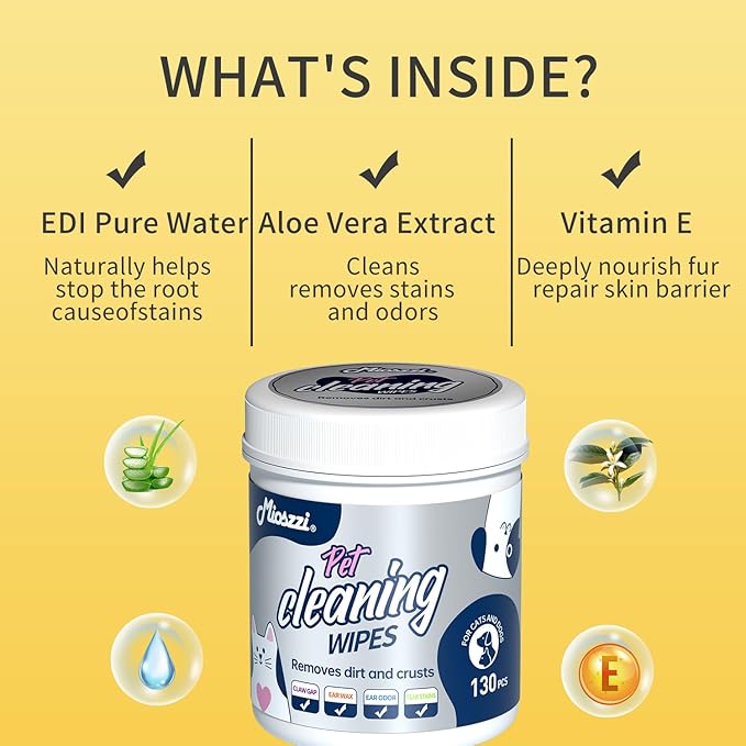 MIOSSZI 520 PCS Pet Eye Wipes for Dogs & Cats Tear Stain Remover Wipes for Dog Eyes Wipes Gently Remove Tear Stain, Debris, Discharge Hypoallergenic Cat Eye Wipes Pet Cleaning for Eyes Grooming Wipes